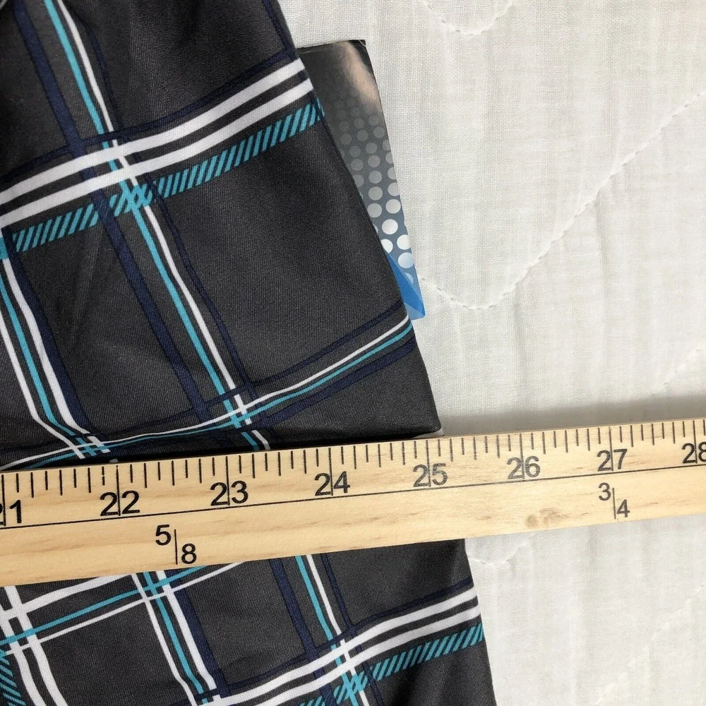 Kanu Surf Board Shorts Men's Plus 3X Gray Blue White Plaid Cargo Swim Trunks NWT